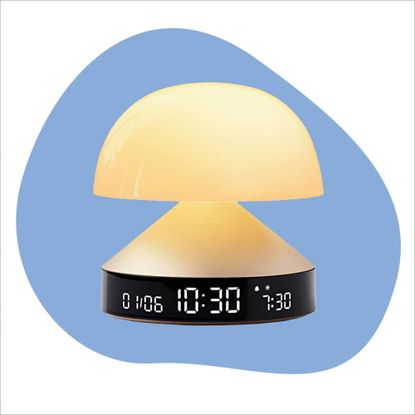 sunrise alarm clocks on coloured backdrop