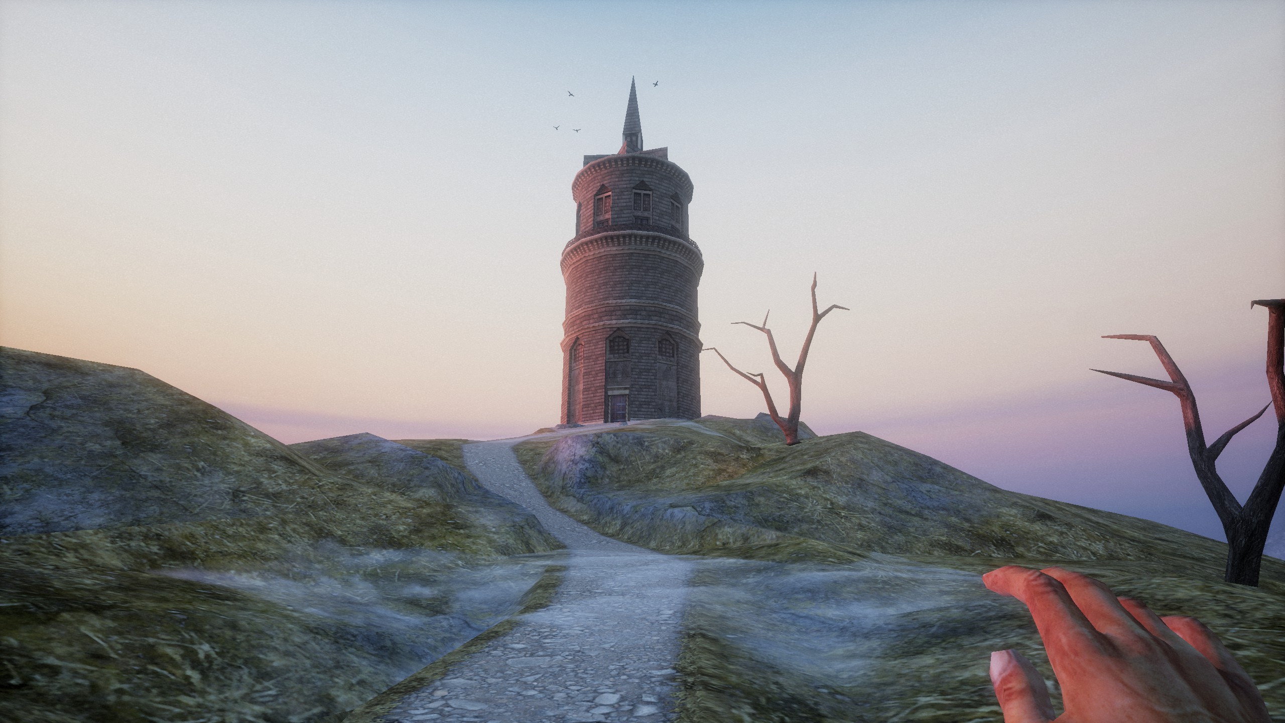 view of tower in desolate hillside