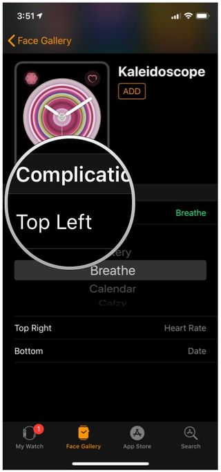iOS Watch App, Face Gallery, Kaleidoscope, Complications