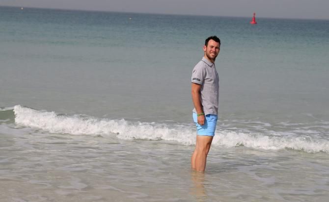 Mark Cavendish cools off in the sea