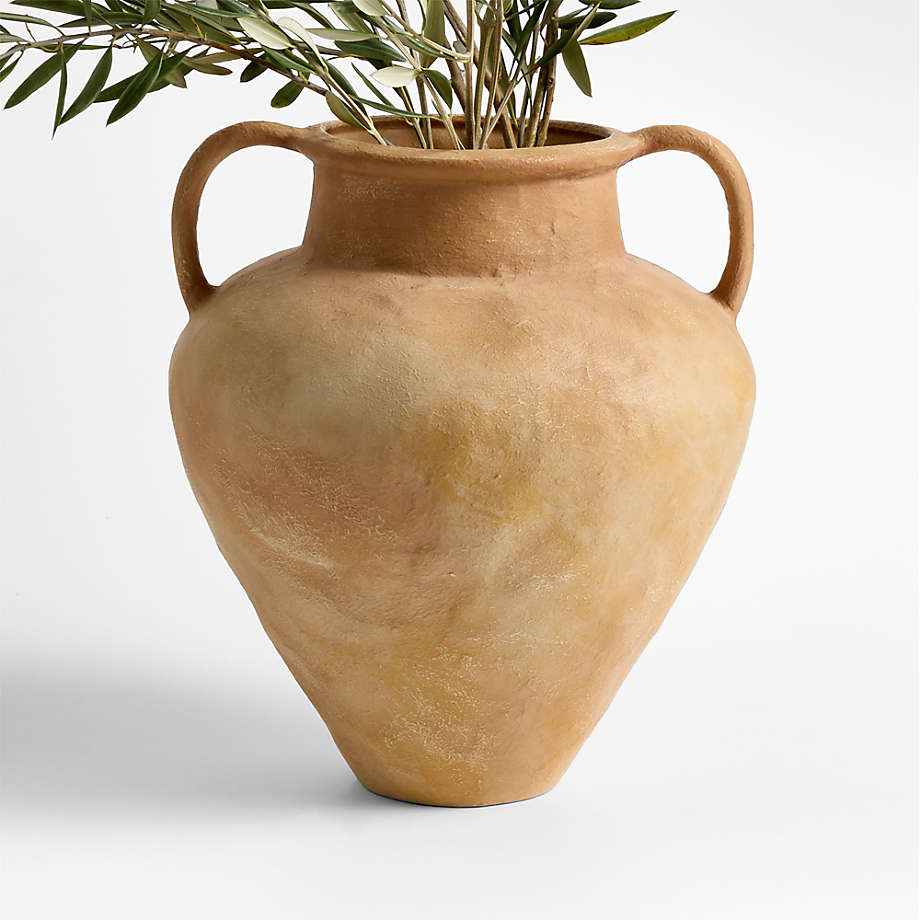 Crate &amp;amp; Barrel, Museion Medium Tan Earthenware Clay Vase 13.5 by Jeremiah Brent