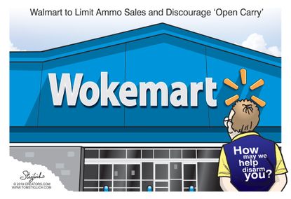 Editorial Cartoon U.S. Woke Walmart Ends Ammunition Sales Disarm