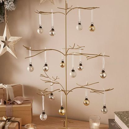 Asda Gold Christmas Tree Ornament with mini hanging baubles
