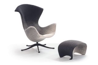 Ron Arad accent chair with foot stool for Moroso in grey to white ombre