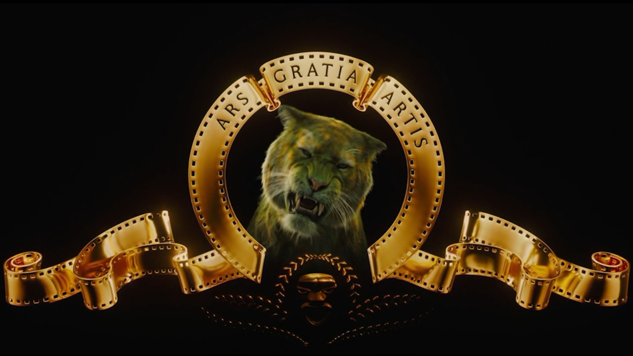 Battlecat roaring at the center of the MGM logo for Masters of the Universe trailer