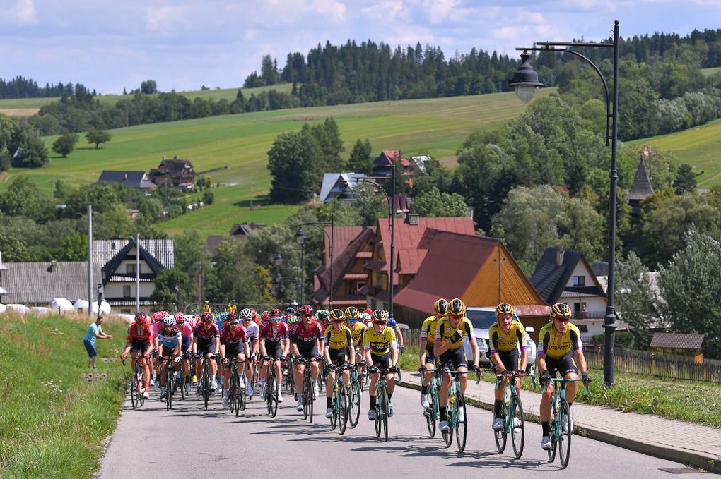 Jumbo-Visma ride the front during stage 7 at Tour de Pologne
