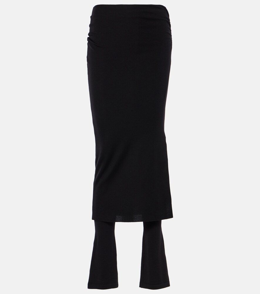 Ruched Wool-Blend Skirt Pants
