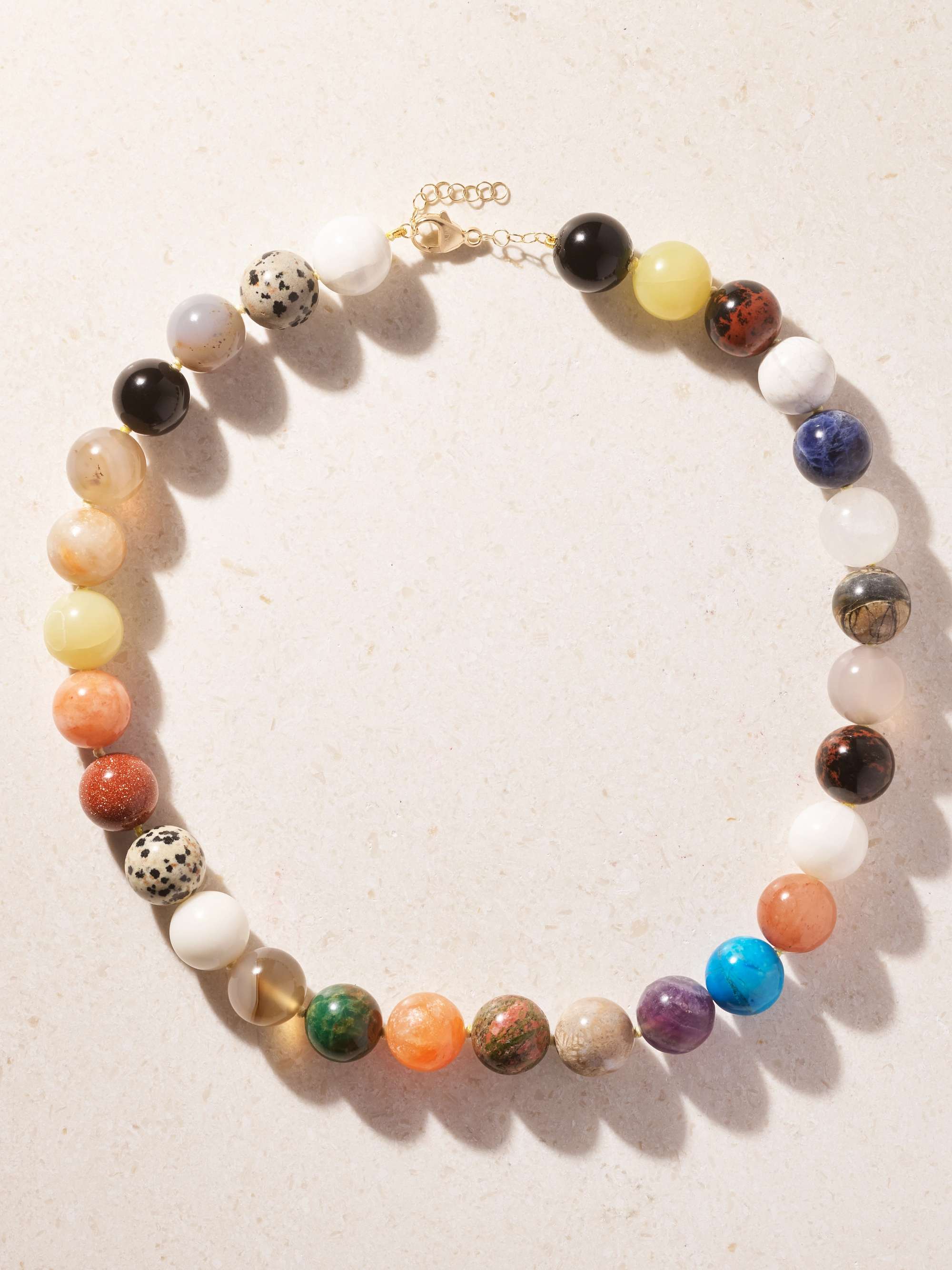 14-Karat Gold Multi-Stone Beaded Necklace