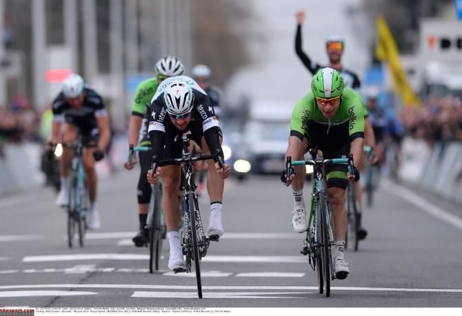 Tom Boonen (Omega Pharma-QuickStep) beat Moreno Hofland to the line