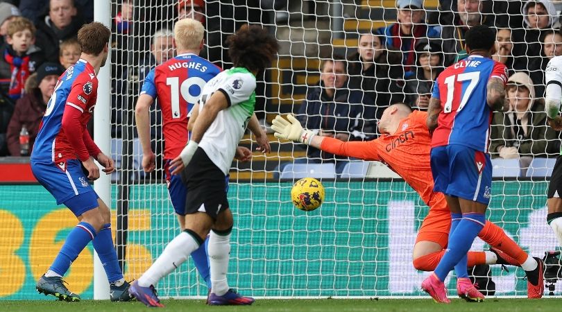 Mohamed Salah scores for Liverpool against Crystal Palace in December 2023.