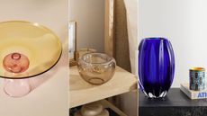 A selection of colorful glass decor