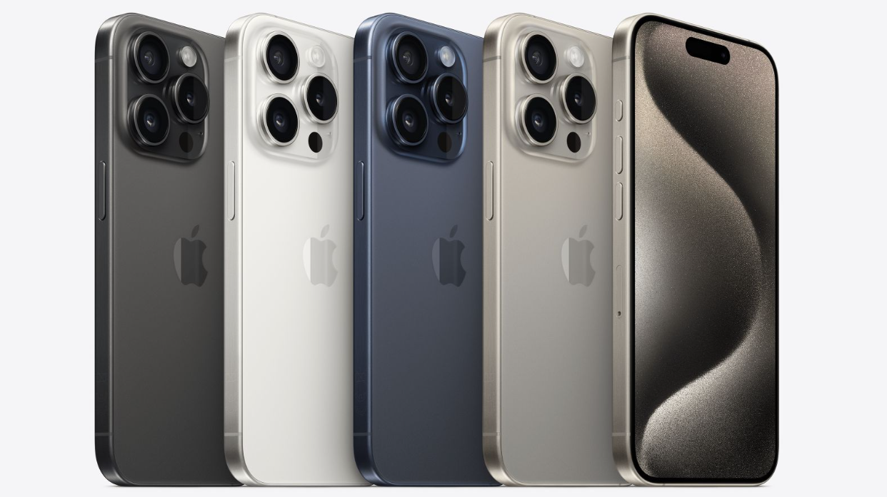 The iPhone 15 Pro in a range of colors