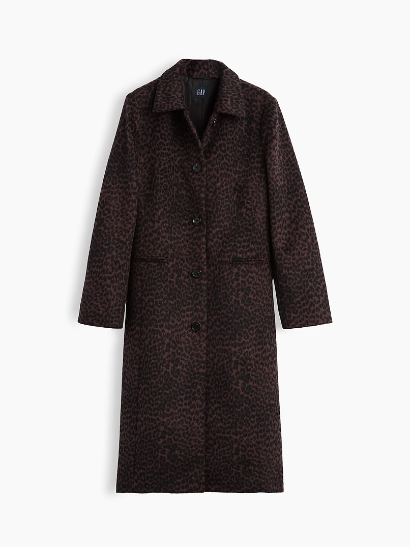 Gap, Wool-Blend Leopard Coat