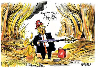 Political Cartoon U.S. Trump Minneapolis flames gas&nbsp;