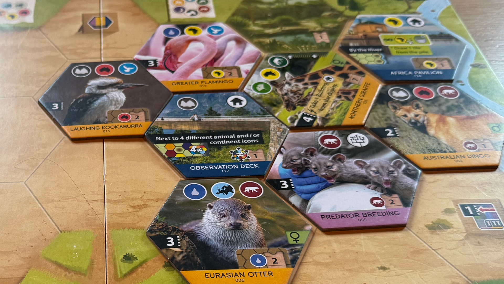 Sanctuary tiles laid out on a board