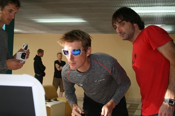Andy Schleck checks out his new specs.