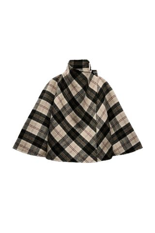 Wool Blend Plaid Cape Zw Collection