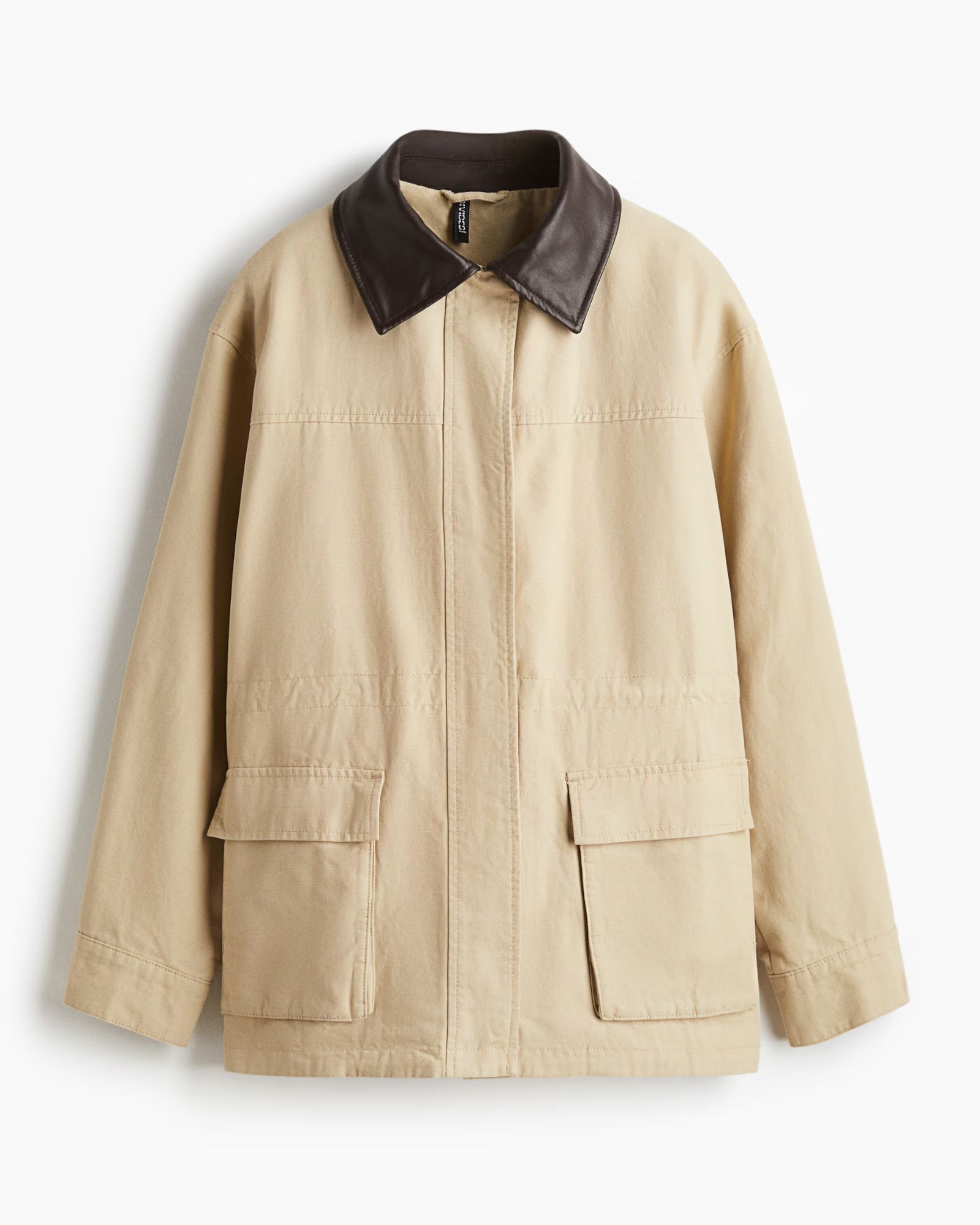 H&amp;amp;M Coated-Collar Twill Jacket