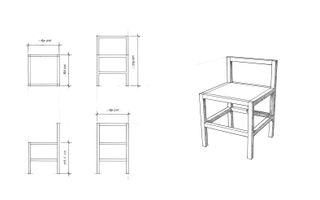 Sketch of Donald Judd Wide Frame Chair