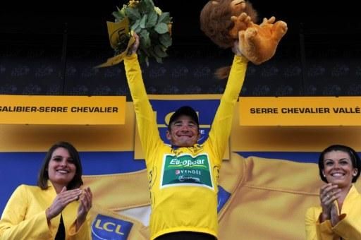 Thomas Voeckler (Team Europcar) on the podium