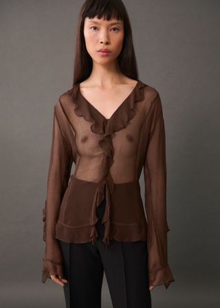 Semi-Transparent Ruffled Blouse