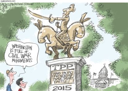 Political cartoon world U.S. Obama economy TPP