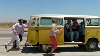 The Hoover family push their yellow Volkswagen van in Little Miss Sunshine