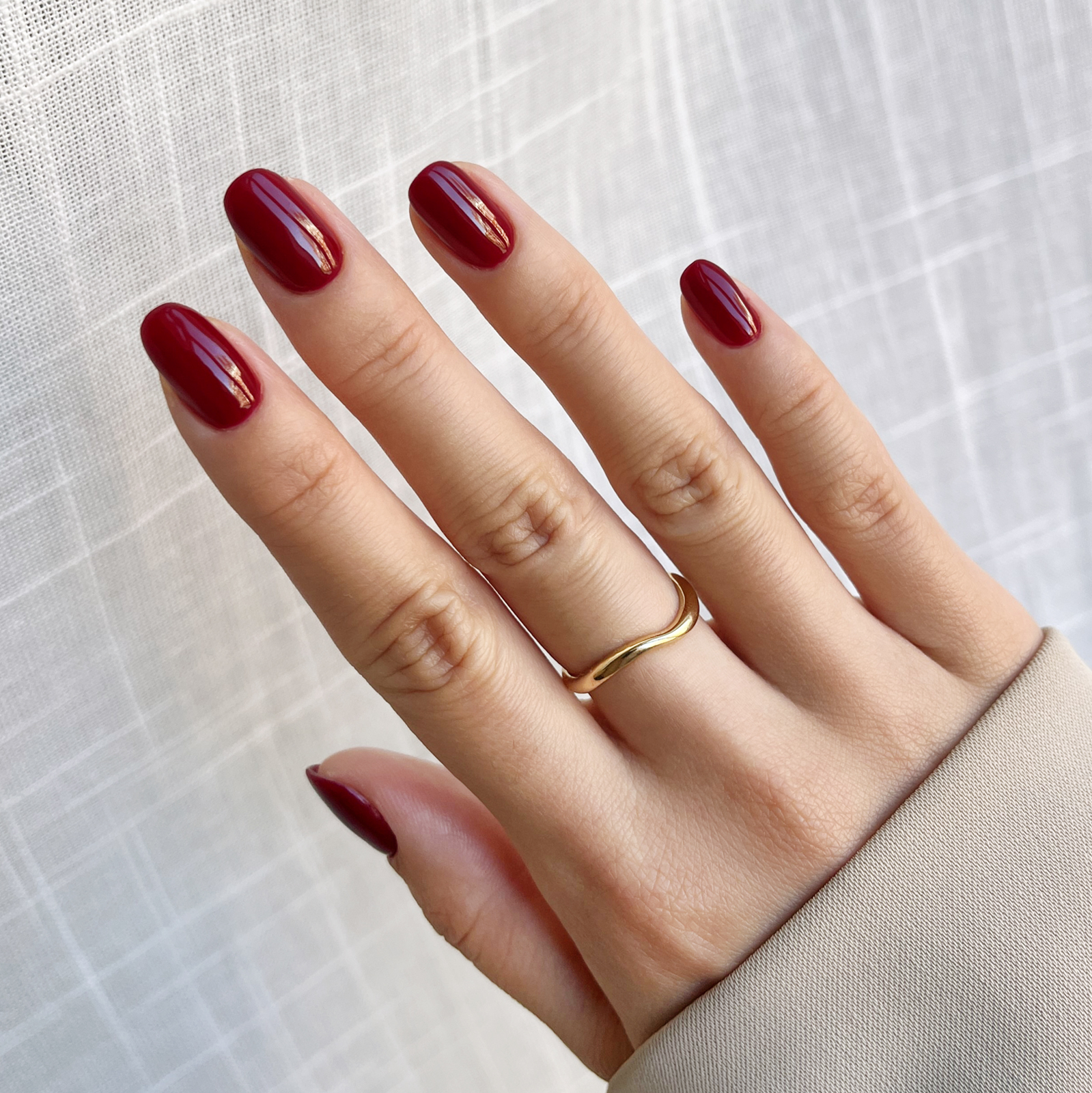 Deep wine red manicure