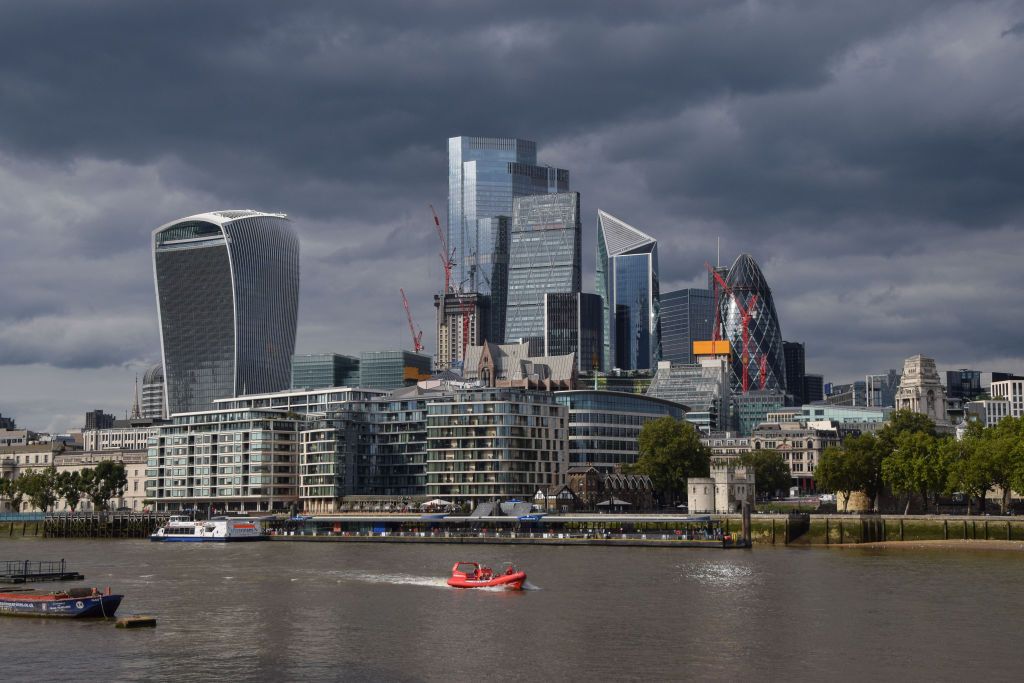 View of the City of London skyline on an overcast day