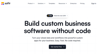 Landing page of the Softr no-code platform