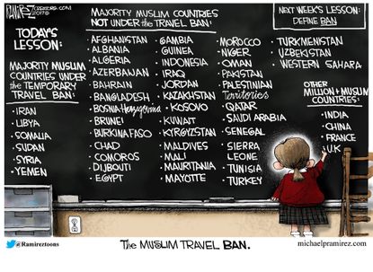 Political Cartoon U.S. Trump Travel Ban Muslim