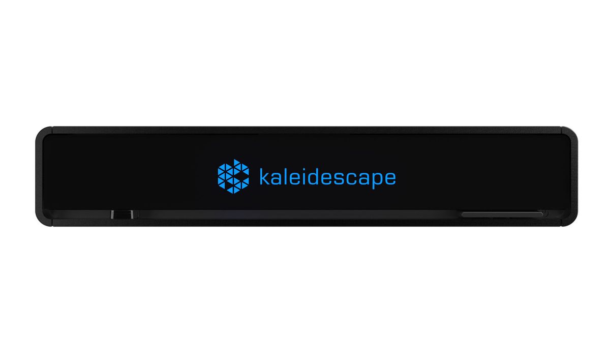 The Kaleidescape Strato V movie player on a white background