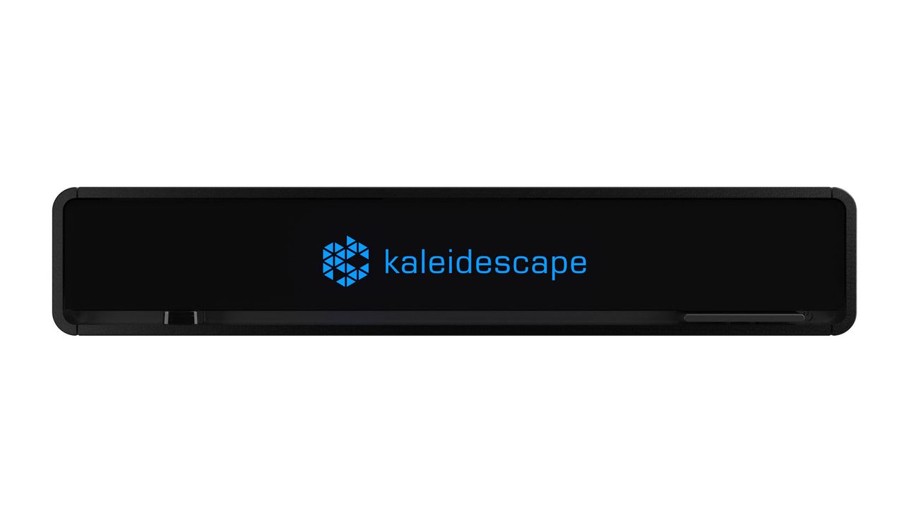 The Kaleidescape Strato V movie player on a white background