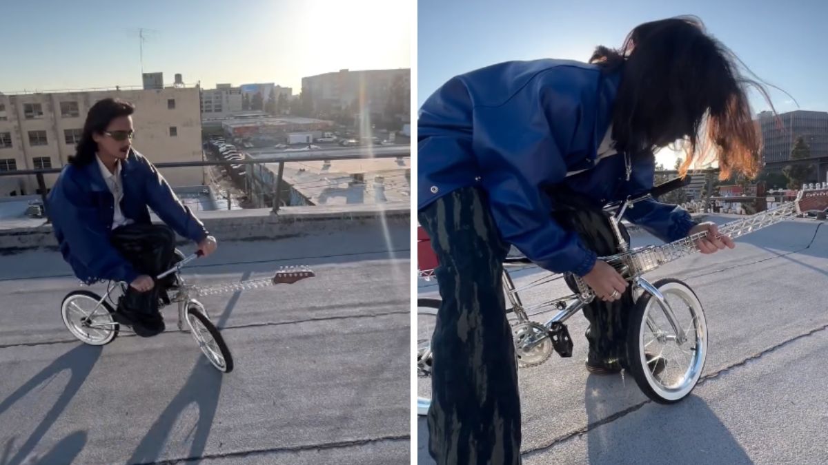 Undecided Future and Olmos Guitarras' bike guitar