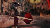 Elden Ring Leontiel holding out red bullfighter cape