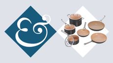 Ninja Ceramic Cookware Set, Extended Life, on a blue H&G design border