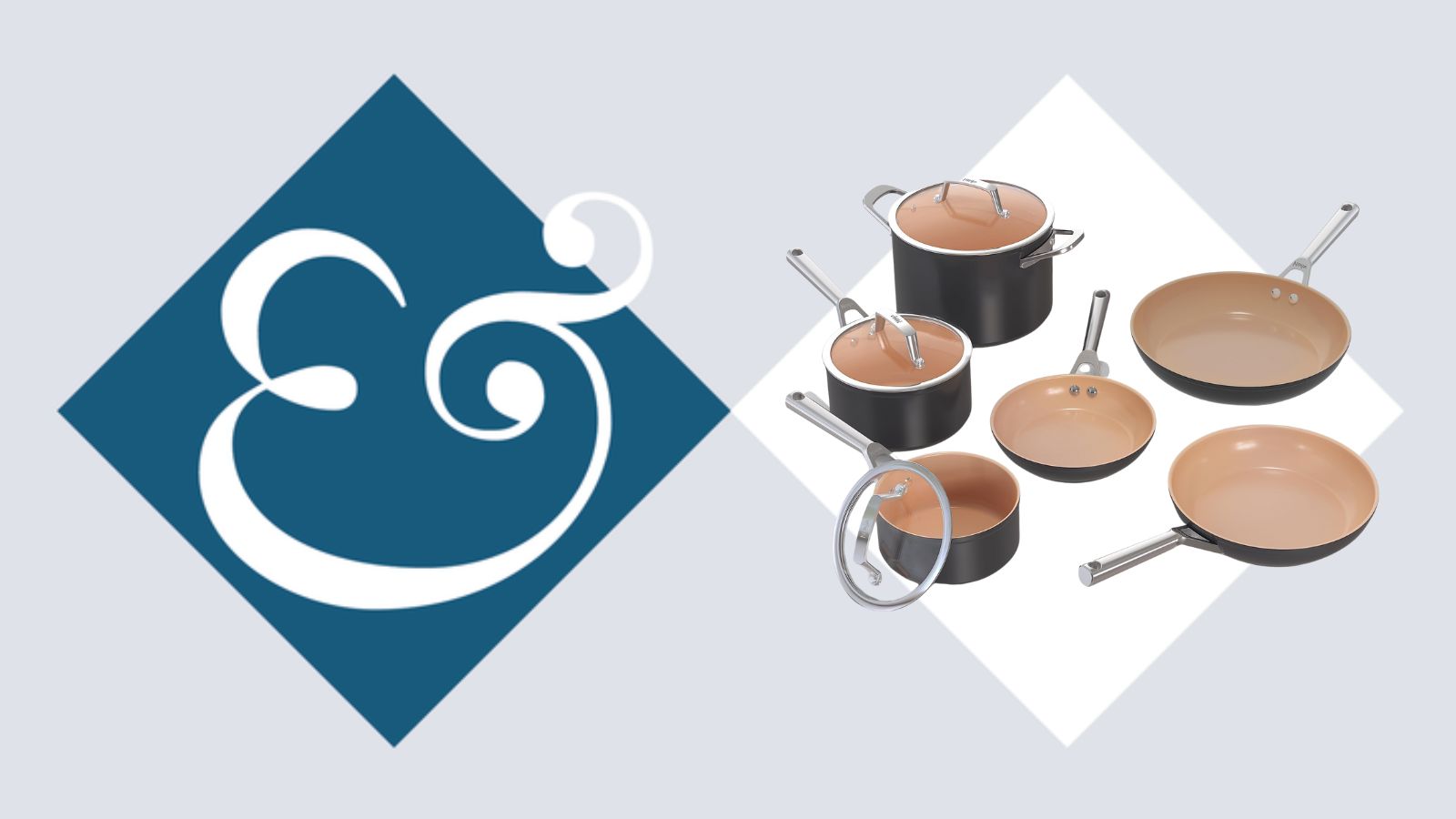 Ninja Ceramic Cookware Set, Extended Life, on a blue H&amp;G design border