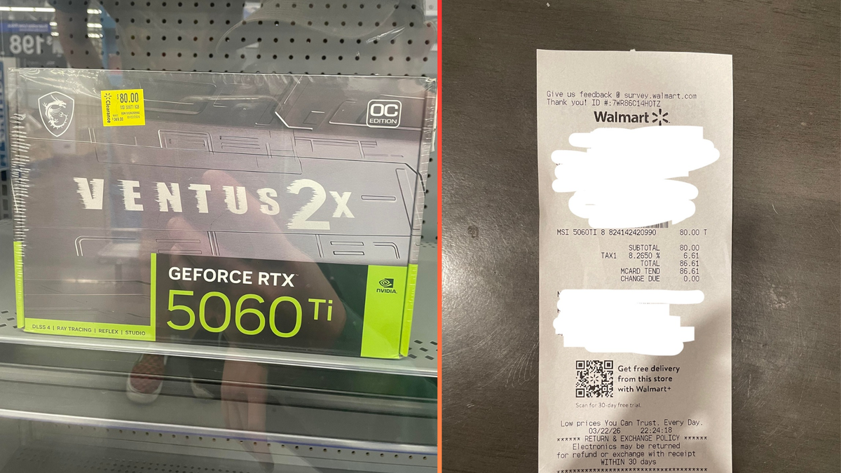 Lucky PC builder scores brand new RTX 5060 Ti worth $420 for just $80 at Walmart — clearance sale find saves buyer hundreds upgrading from a GTX 1060