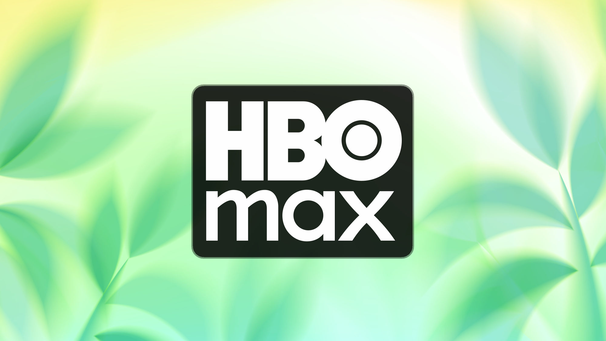 HBO Max logo on green leaf background