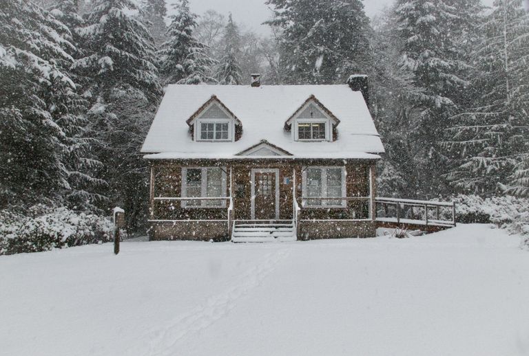 House in snow - eco heating