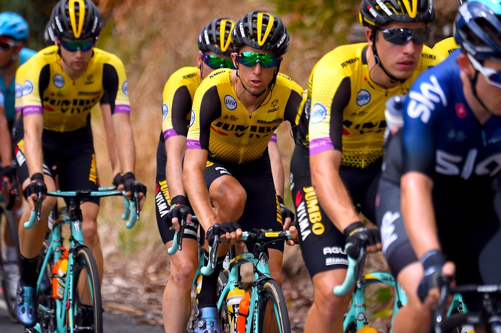 Jumbo-Visma in the bunch during stage 3 at the Tour Down Under