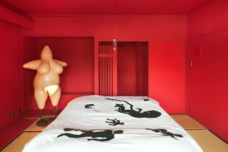 room with red walls