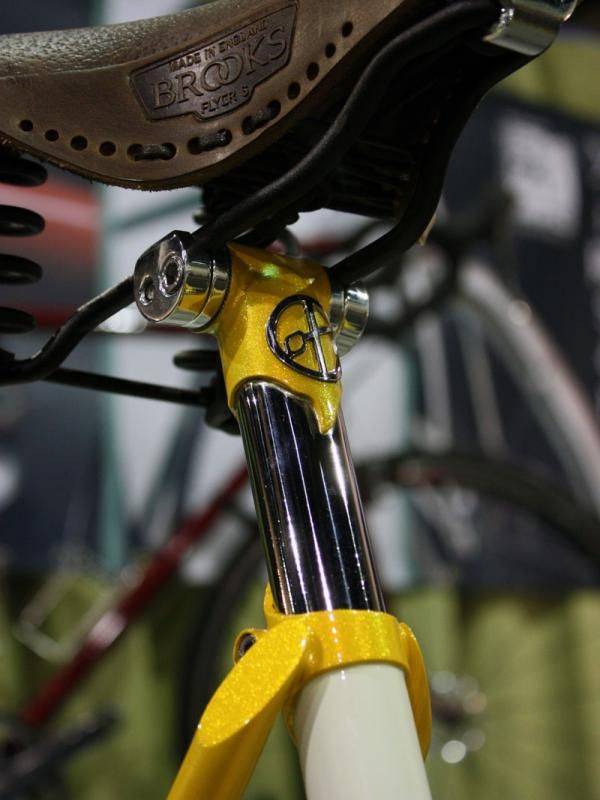 Yipsan used custom seatposts like this on at least two bikes in its booth.