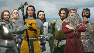 A collection of characters from the Robert's Rebellion era of Game of Thrones, rendered as CK3 models.