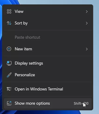 New context menu