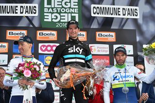 Wout Poels tops the podium at Liege-Bastogne-Liege