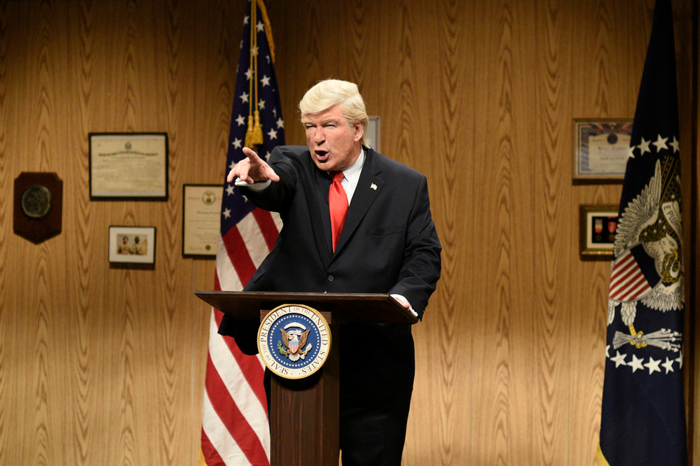 Alec Baldwin, in character.