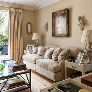 cream living room with sofa