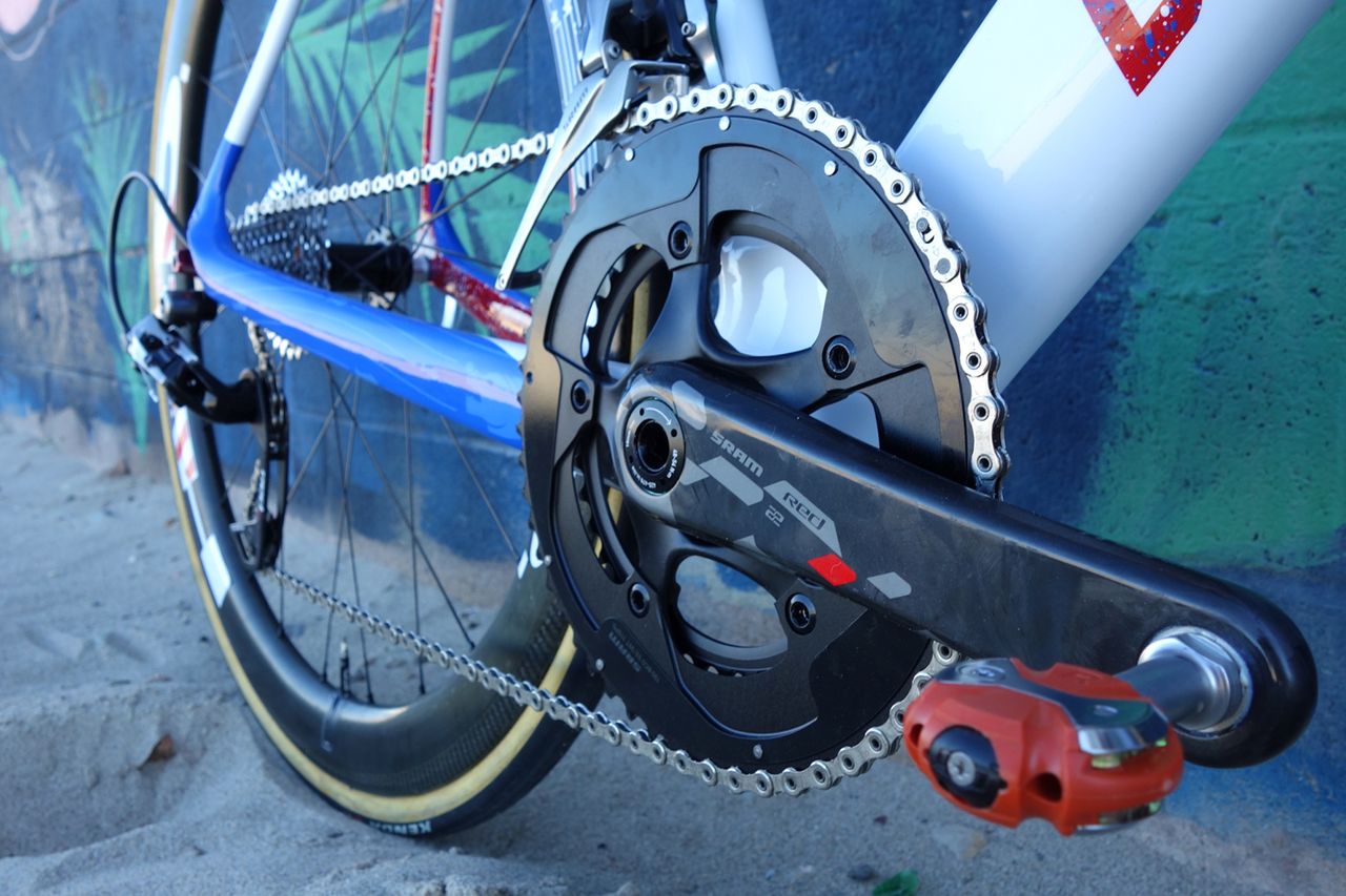 SRAM Red cranks help Huff put the power to the pedals