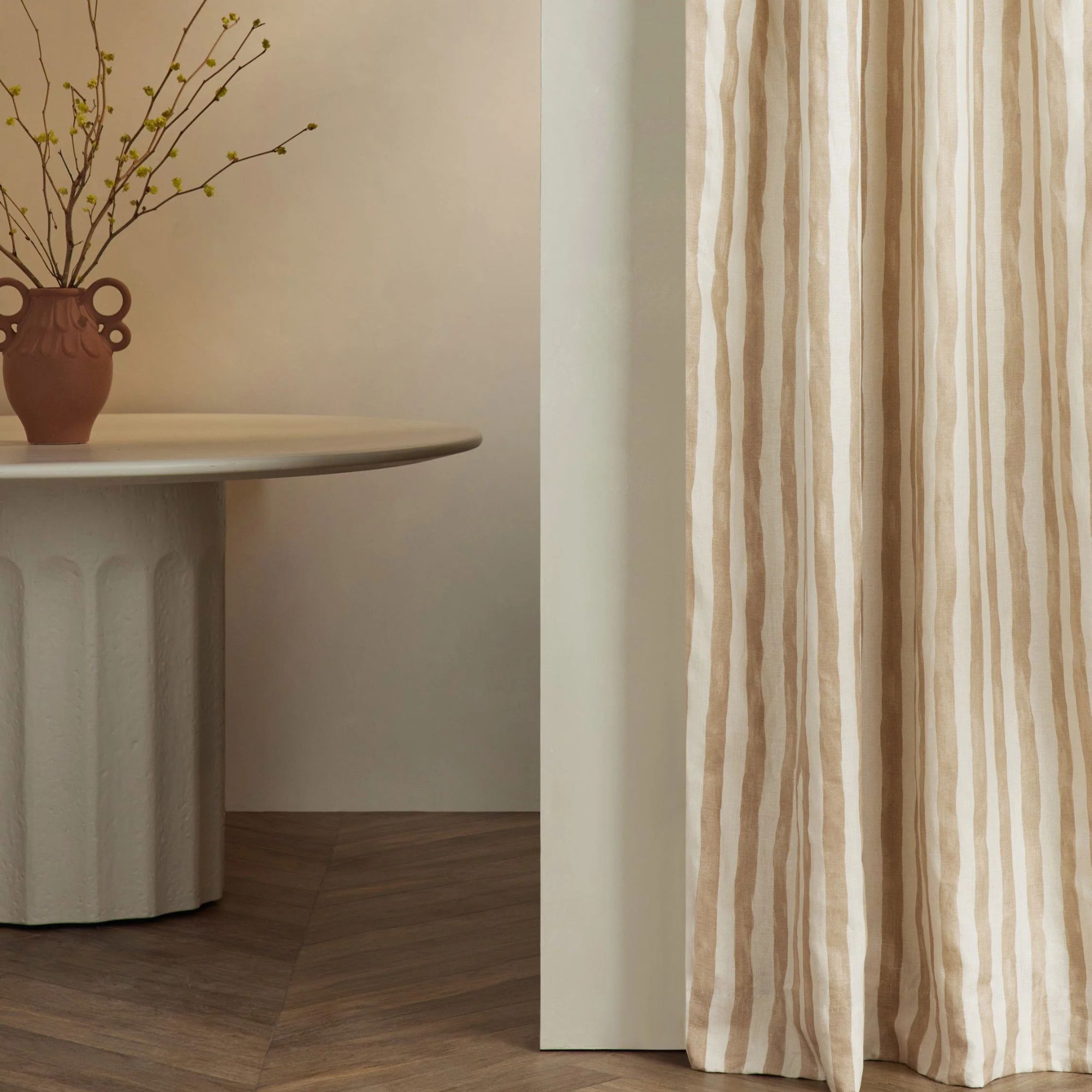 Painterly Stripe Linen Curtain Panel